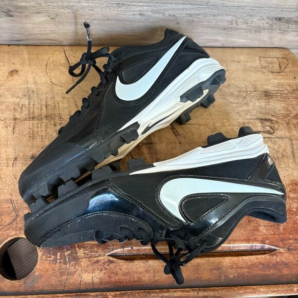 Nike Baseball Rubber Cleats Black White Men's 10 Good Used Condition - Picture 4 of 11